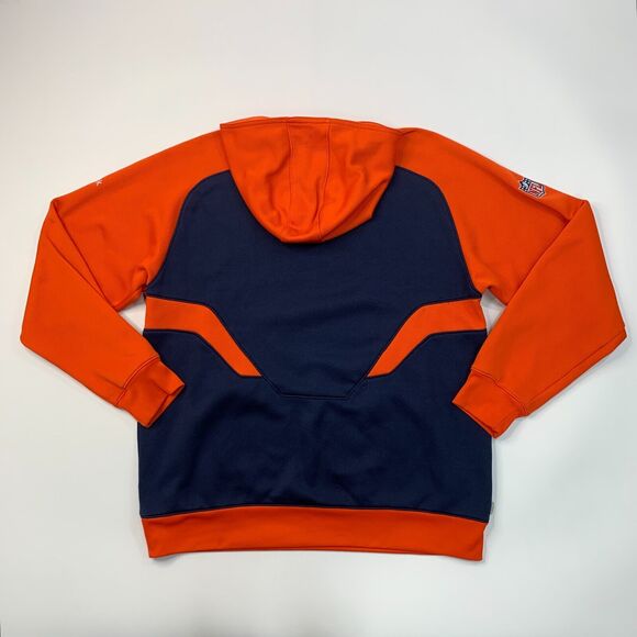Reebok Denver Broncos Hoodie Mens S Small Navy Orange NFL OnField Colorblock - Picture 3 of 11